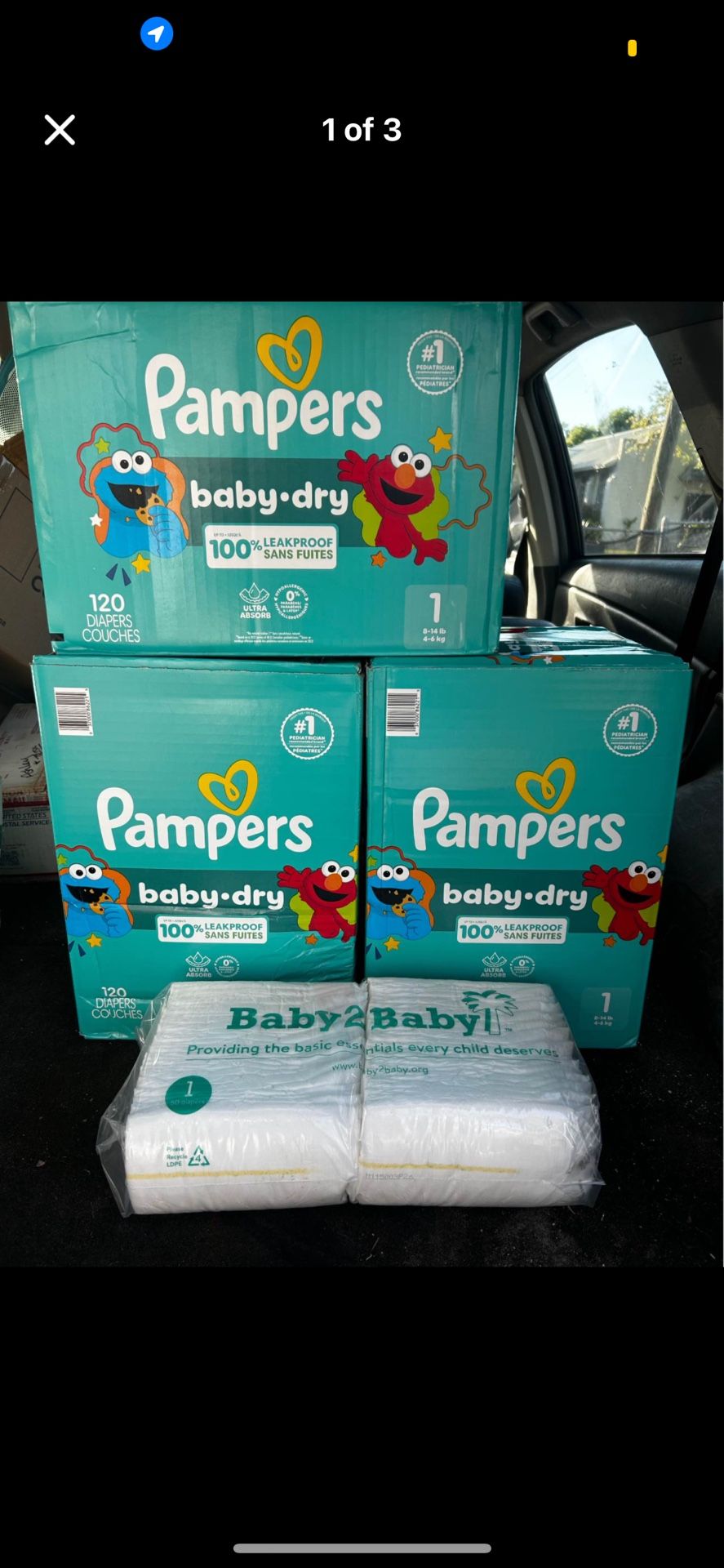 Size 1 Diaper Bundle deal! (770 diapers total) Valued $190 (6 boxes of pampers, 1 pack of baby2baby)