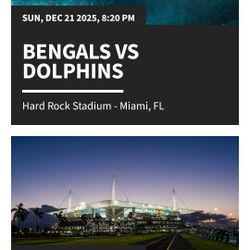 Bengals Vs Dolphins Game  4 Lower Seats 