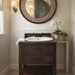 🪵 Epoxy Wood Top Bathroom Vanity Set – Mirror Included – Must Go 🛁