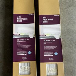 2inch Faux wood Blinds 35x72”. White. $20 Each Or All 4 For $60