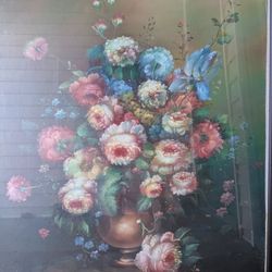 Vintage Floral Oil Painting On Canvas