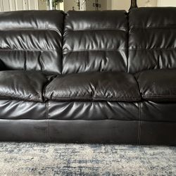 Brown Faux Leather Sofa 