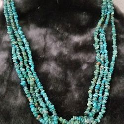 Antique Hand Cut turquoise beads 3 strand necklace