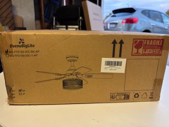NEW 42β Black Caged Ceiling Fan with Light