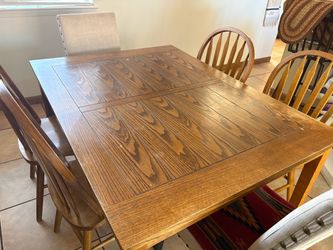 Oak Wood Dining Table with Chairs