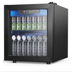 Beverage Refrigerator Cooler 1.3 Cu.Ft, 12 Bottle 55 Can - Mini Fridge with Glass Door for Beer Drinks Wines,Freestanding beverage fridge with Adjusta