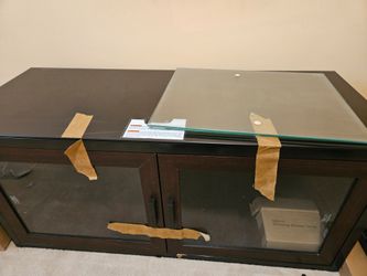 Modern TV Stand / Entertainment Console with Glass Doors - Like New
