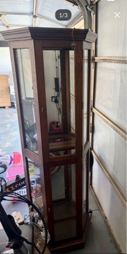 Vintage wood display cabinet