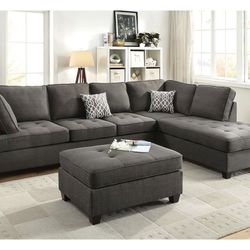Gray Sectional Sofa - Ottoman Sold Separate 