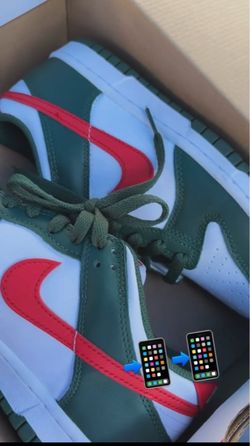 Low dunk green/white & red