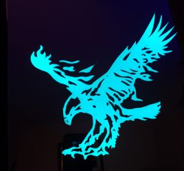 Eagle etched lighted mirror