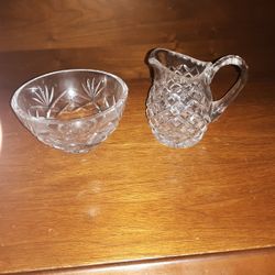 Vintage Crystal Perfume Bottle And Crystal Trinket Bowl