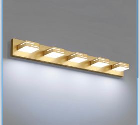 LED Modern Bathroom Vanity Light Fixtures, Dimmable Gold Vanity Lights for Bathroom Lighting Fixtures Over Mirror, with 360° Rotatable Heads 5-Light 3