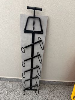 Wall-Mounted Metal and Wood Wine Rack