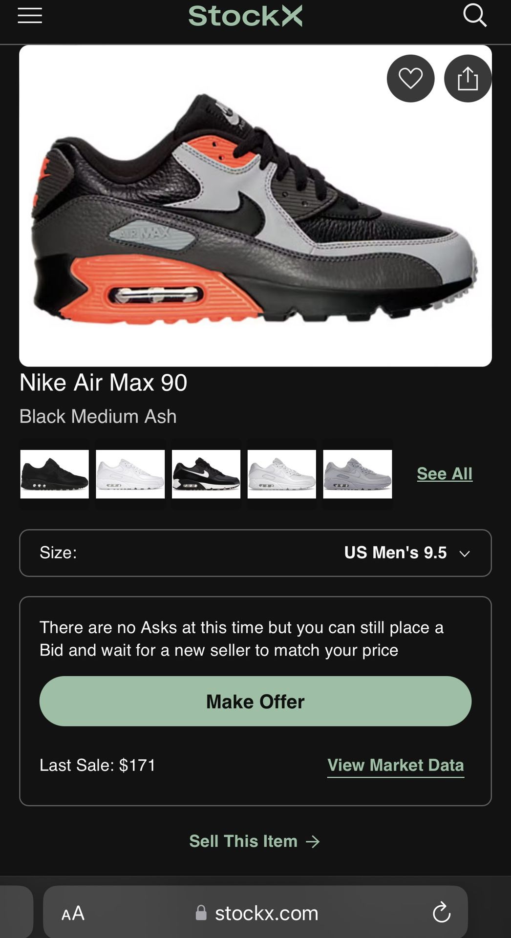 Nike Air Max 90 Black Medium Ash Shoes Sneakers