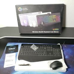New Wireless Keyboard and Mouse Combo, 9 Backlit Effects, Wrist Rest, Phone Holder, 2.4G Lag-Free Ergonomic Keyboards, Rechargeable Silent Cordless Se