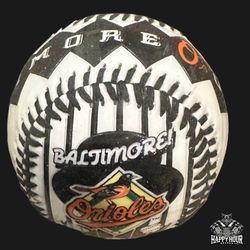 Vintage 1995 MLB Baltimore Orioles Leather Baseball Black And White