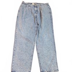 Vintage Levis 528 Mom Jeans 36x30 Pleated Tapered Leg Acid Wash Flap Pocket  80s