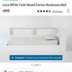 White Twin Bed With Bookcase Shelves 