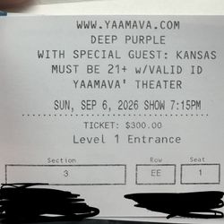 2 Deep Purple tickets for sale tonight at Yaamava! 🤘