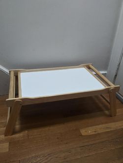 Winsome Wood Breakfast Bed Tray With Foldable Legs And A Natural Wood Frame With A White Top