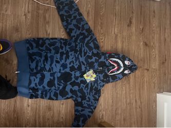 blue bape hoodie new