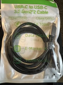 USB-C to USB-C 2.0 Fast Charging Cable, 480Mbps Transfer Speed, 3 Foot, Black