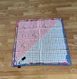 Pink Blue White Louis Vuitton Silk Scarf 