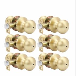 Gold Privacy Door Knobs (6 Pack)