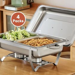 4 Pack  2 Tray Chafing Dish Buffet Stainless Steel 10 Quart