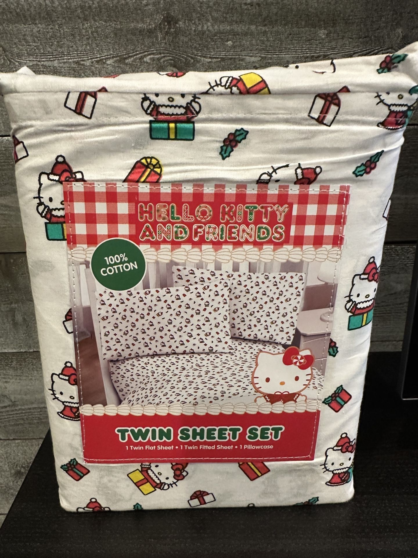 Hello Kitty Twin Sheet Set Holiday Christmas