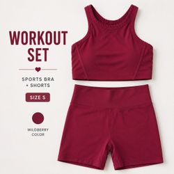 Wild Berry Ribbed Workout Set | High Waist | Size S | Like New