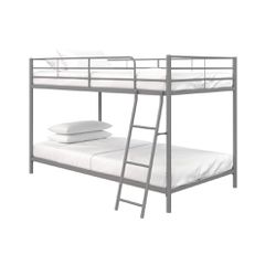 Brand New Silver Metal Twin Bunk Bed With 2 Mattresses 