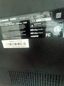 Element xumo tv the size is a 43 inch
