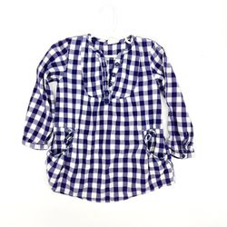 Mini Boden Purple and White Plaid Check Tunic Shirt Girls Size 5-6Y