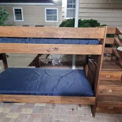 twin over twin bunk bed with staircase and drawers. delivery available