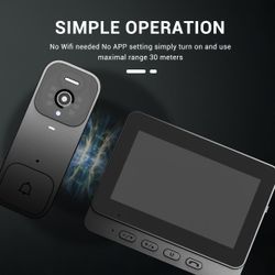 X7/NT601/X6 SMart Video Doorbell With 4.3" Display: No WiFi Needed & 128GB Storage | 300K Pixel Auto-Capture + 3+ Month Battery | 90-Min Charging - Ho