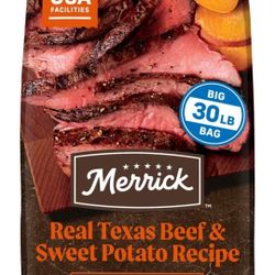 Merrick Real Texas Beef & Sweet Potato Recipe - Grain-free - Chicken-Free - Adult Dog Dry Food - 30lbs 