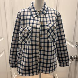 WEAR by Erin Andrews Oatmeal Dallas Cowboys Plaid Button-Up Shirt Jacket XL NWT