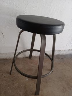 Bar Stool, Black Leather, Very High Quality And Sturdy