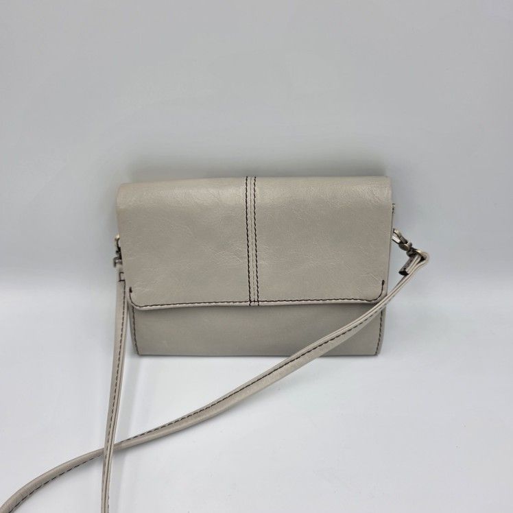 HOBO Leather Crossbody Purse Bag Light Gray