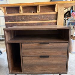 Dark Walnut 2-drawer side table/night stand