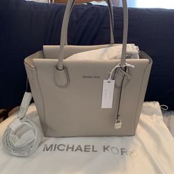 Michael Kors-Mercer Large Satchel Handbag- Color Cement - Brand New