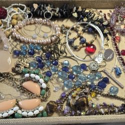 Lot #13 Wearable And Craft Jewelry Mixed Pieces 