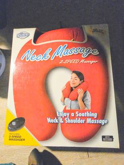 NEW Guee 2-Speed Neck Massage Cushion Pillow U-Shaped Red NIB