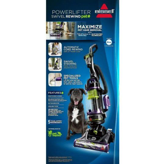 BISSELL Power Lifter Pet Rewind with Swivel Bagless Upright Vacuum (Model: 2259)
