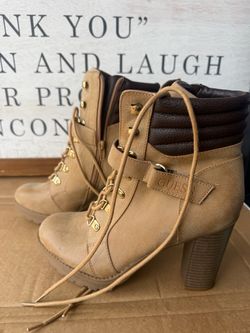GUESS Women’s Tan Lace-Up High Heel Ankle Boots – Size 7 – BRAND NEW