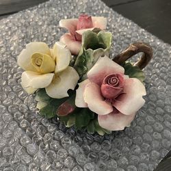 Vintage Capodimonte Italy Floral Candle Holder