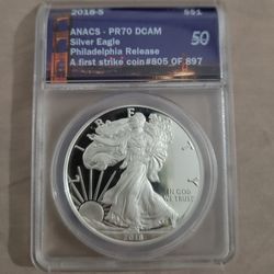 2018 S  Proof Silver Dollar PF70 DCAM
