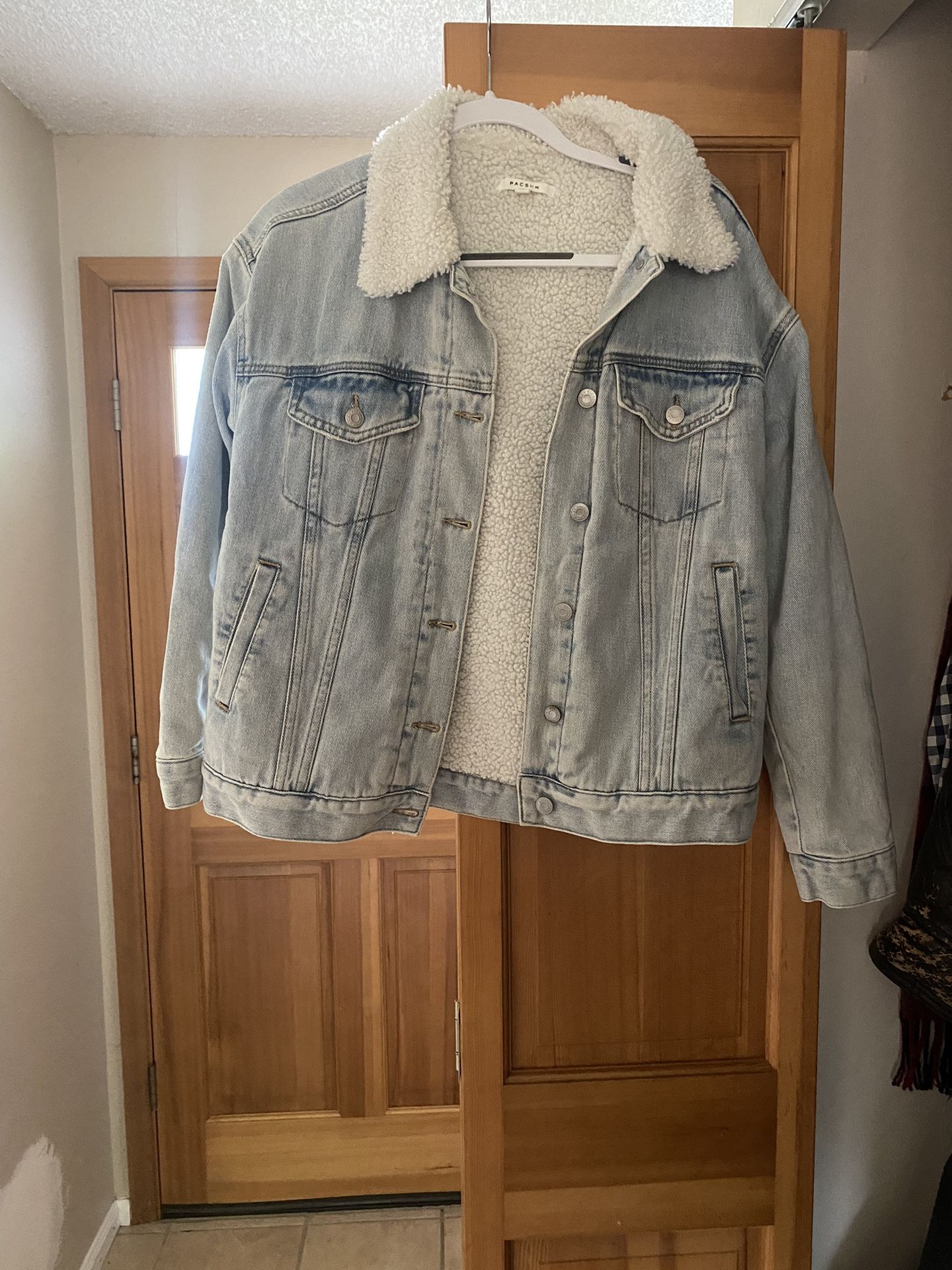 Size Medium - Fleece Inside- Denim Jacket - $20
